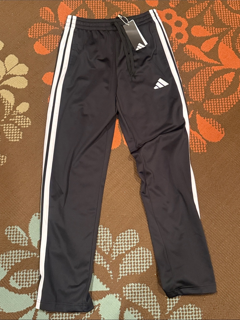 NEW Adidas Black Joggers with White Side Stripes